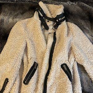 ZARA Sherpa Teddy Aviator Moto Jacket